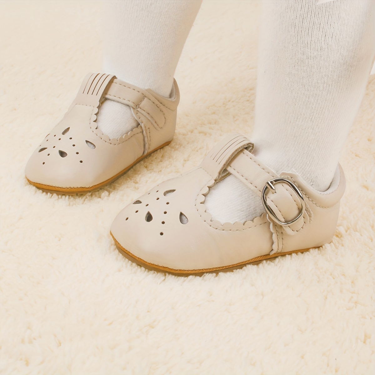 LIVELY & CHEERFUL Baby Girls Mary Jane Shoes Cute Wedding Dress Crib Shoes Prewalker Shoes