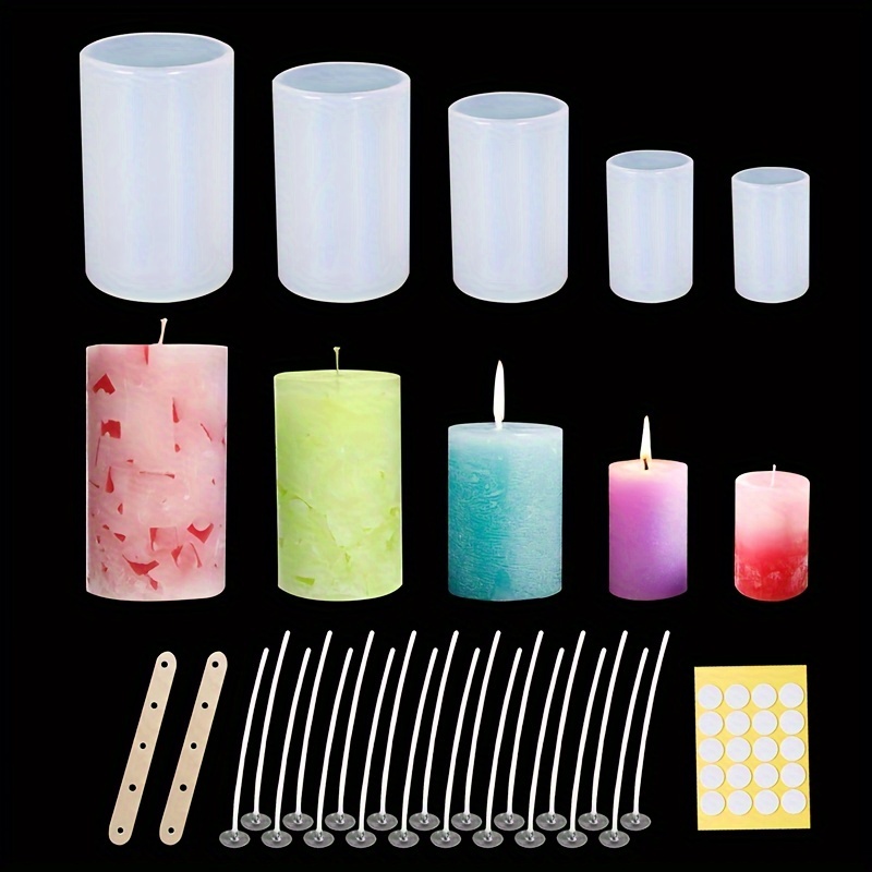 Moldes cilíndricos de silicona para velas de pilar, moldes de silicona para  fundición de resina, moldes de vela, moldes de arcilla para bricolaje