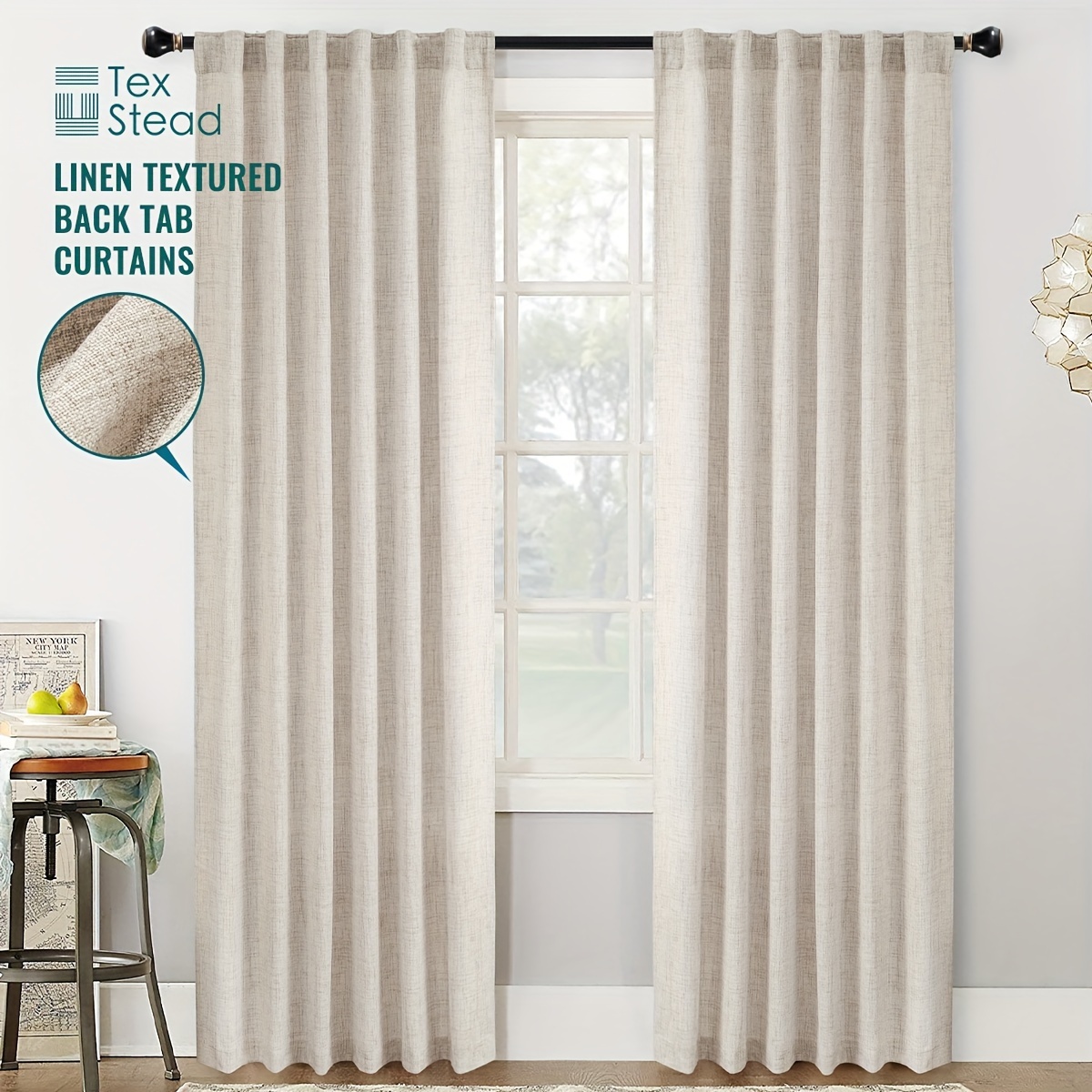 Cortinas de lino blanco crema para dormitorio, 84 pulgadas, cortinas  texturizadas de lino sintético para filtrar la luz, paneles transparentes  para