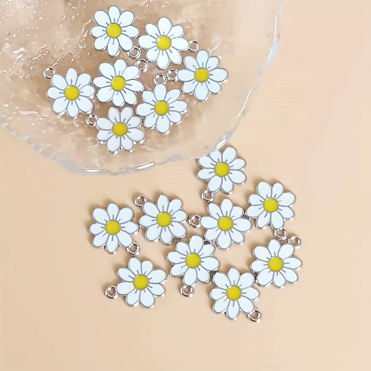 20 BULK Little Daisy Flower Charms Daisy Charms with White and Yellow  Enamel for Jewelry Making Kawaii Spring Daisy Charms FS73 - AliExpress