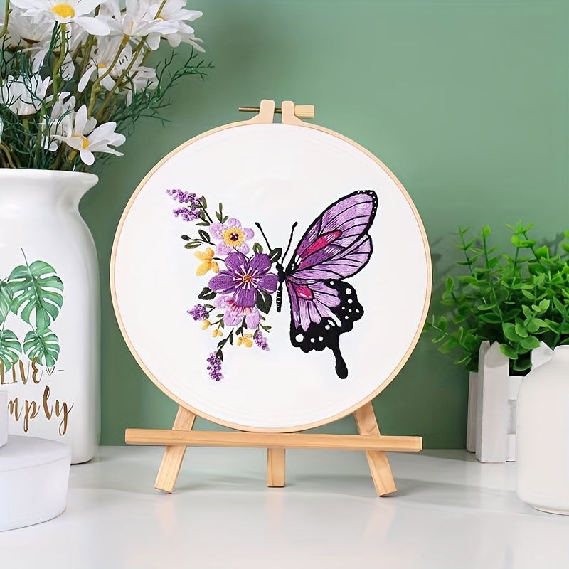 Diy Embroidery Kit For Beginners Flower Bee Butterfly Insect - Temu