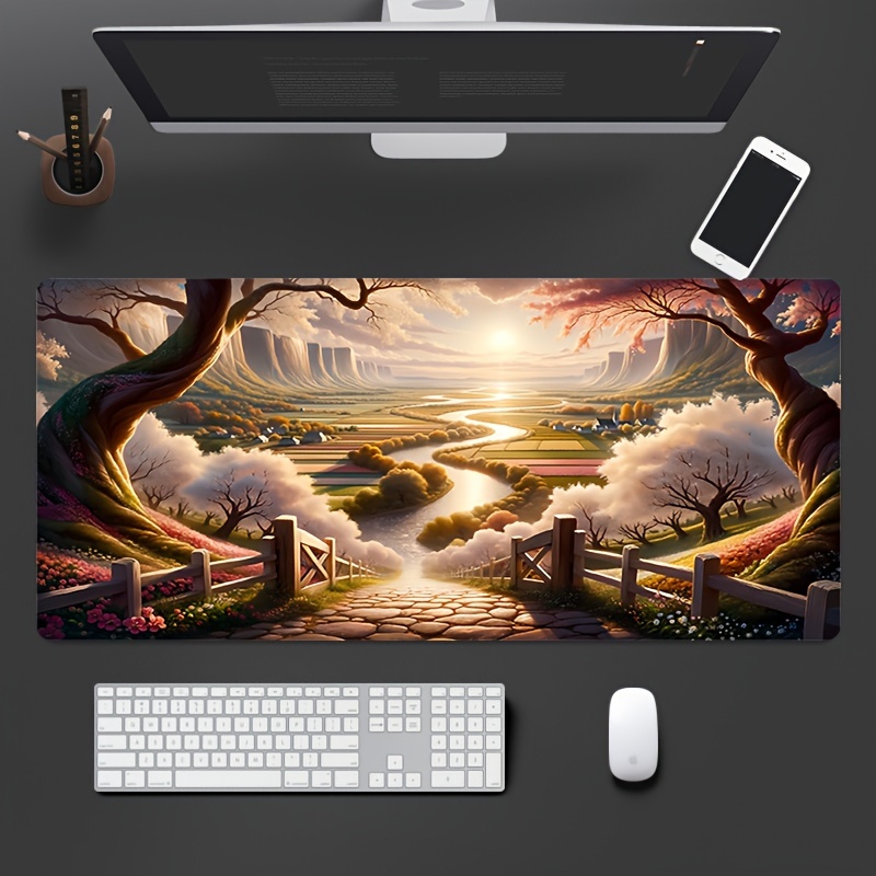 

Thickened, Enlarged, Soft, Natural Rubber, Locking, Non-slip Table Mat, Mouse Pad For Computer Keyboard, Mouse Pad For Games, Boyfriend, Girlfriend, Gift, Landscape Pattern Mouse Pad