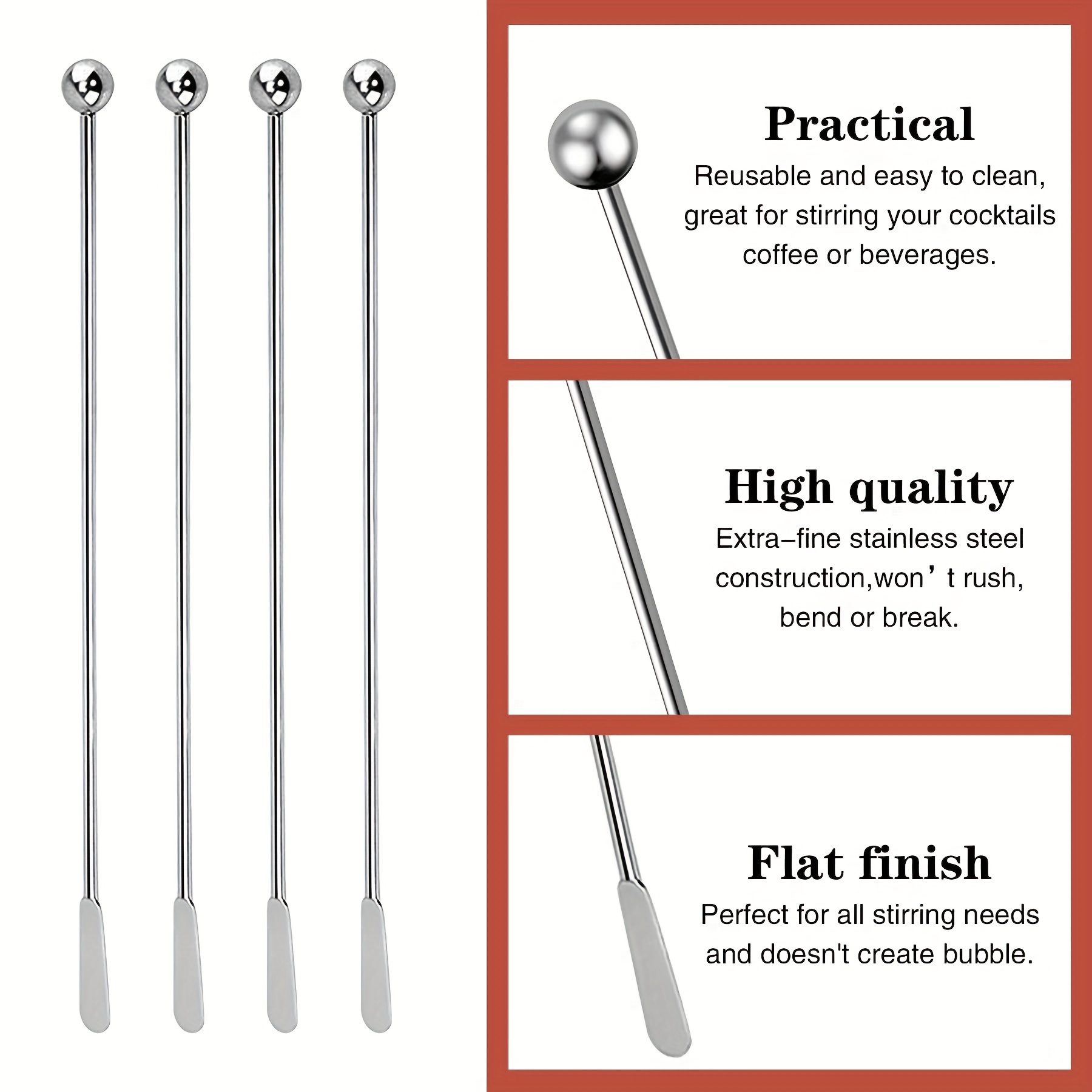 Stainless Steel Coffee Beverage Stir Sticks Cocktail - Temu