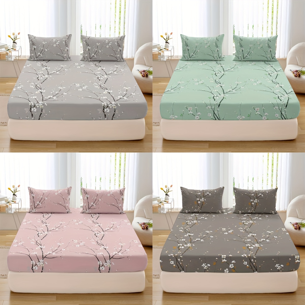 Bedding Bed Sheet Set 120gsm Double Brushed Plain Color - Temu