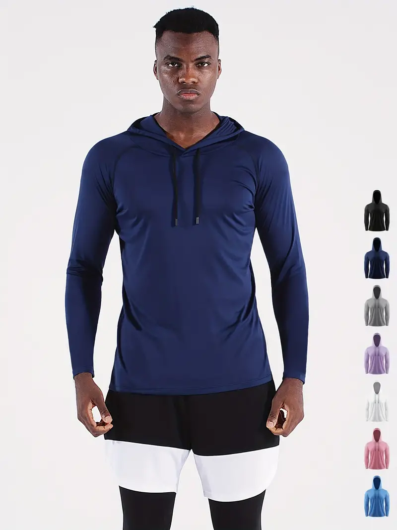 Upf 50+ Men's Hooded Athletic Shirt Sun Protection Outdoor - Temu Canada