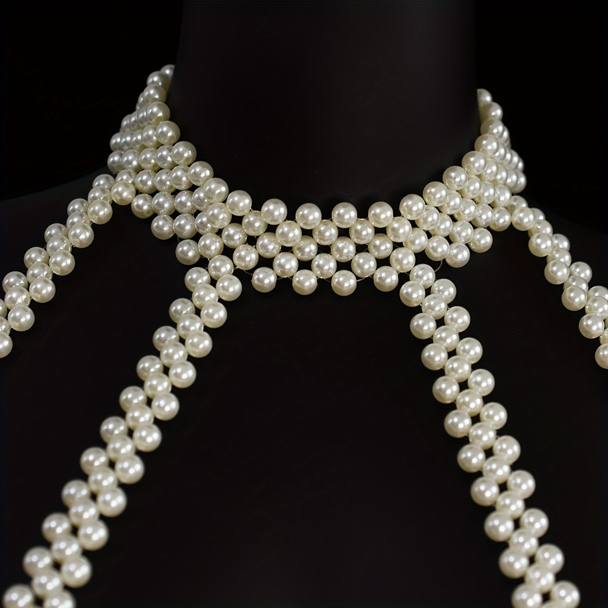 Elegant White Faux Pearls Beads Beaded Bra Chest Chain - Temu Germany