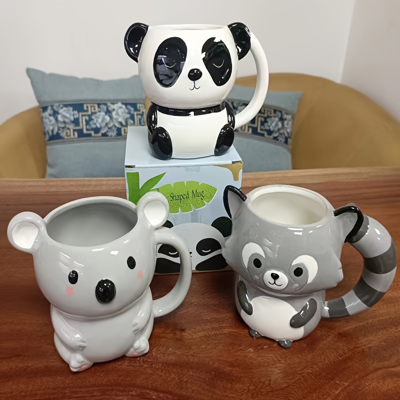 Coffee Cup And Saucer Ceramic Mug With Spoon And Lid Coffee Cups Cool,cute, cup With 3d Animal,dog/cat/panda/rabbit Mug,tea,water Cup Gifts Coffee Mug(
