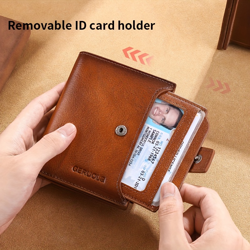 Men's Short Wallet New Vintage Genuine Leather Multifunctional Multi-card  Card Holder Large Capacity Wallet Driver's License Purse Wallet With Zipper  Coin Purse - Temu