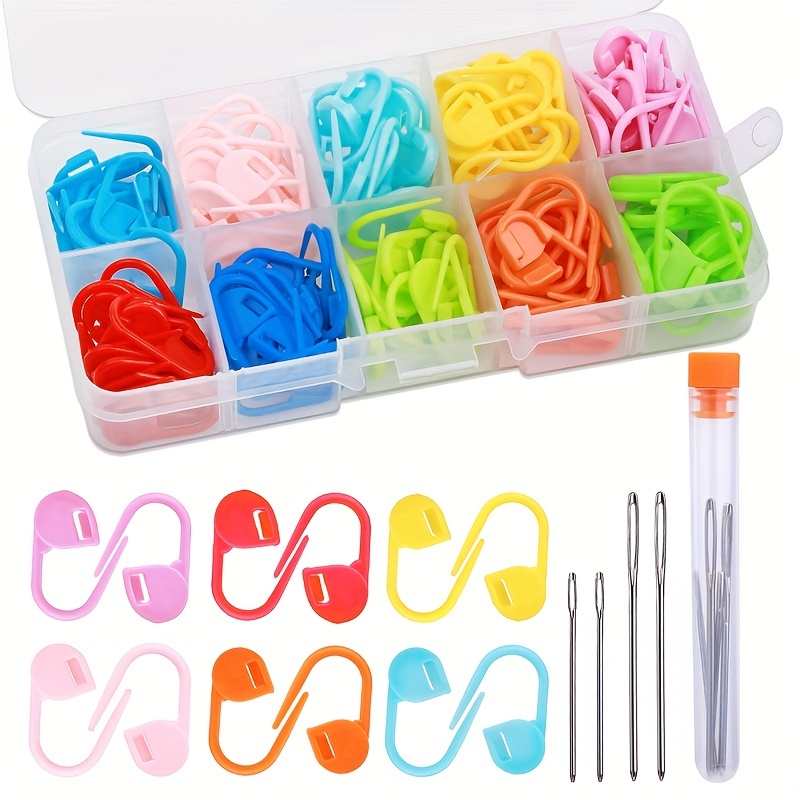 Colorful Plastic Safety Pins Knitting Markers Crochet Clips - Temu