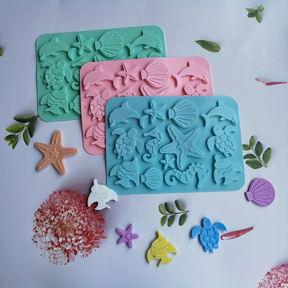 

1pc Silicone Mold, Ocean Creatures Starfish Seahorse Shaped Fondant Chocolate Biscuit Mold, Cake Decoration Mold, Ice Cube Mold, Kitchen Accessories, Baking Tools, Diy Supplies