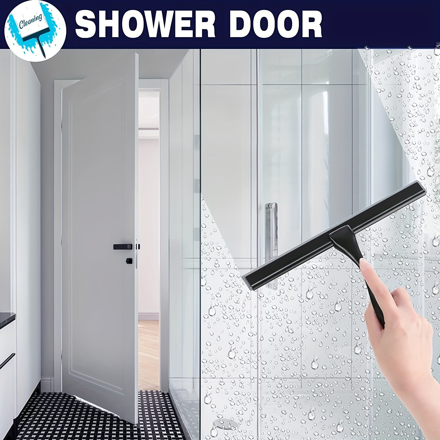  Shower Squeegee for Glass Doors,12-Inch Shower Glass