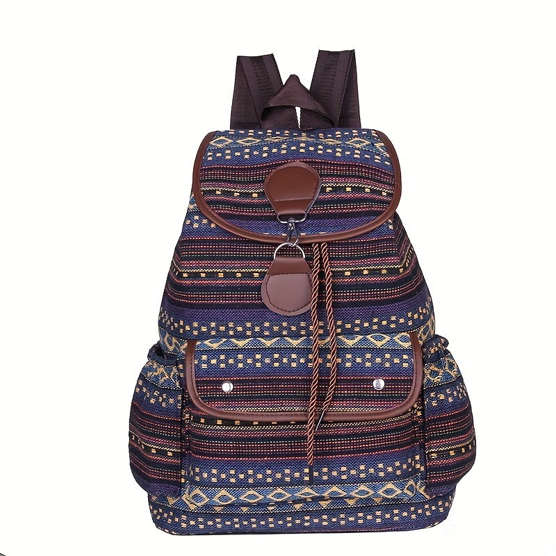 Vintage Bohemian Backpack Purse, Retro Ethnic Style Travel Daypack, Women's  Boho School Knapsack (cut Random) - Temu