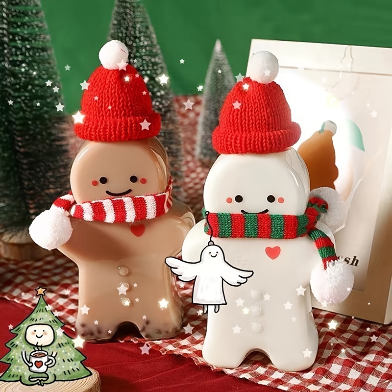 Cute Gingerbread Man Drinking Cup Portable Shaker Drink Bottle Christmas  Tree Cookie Packaging Boxes Milk Tea Water Bottle Gifts