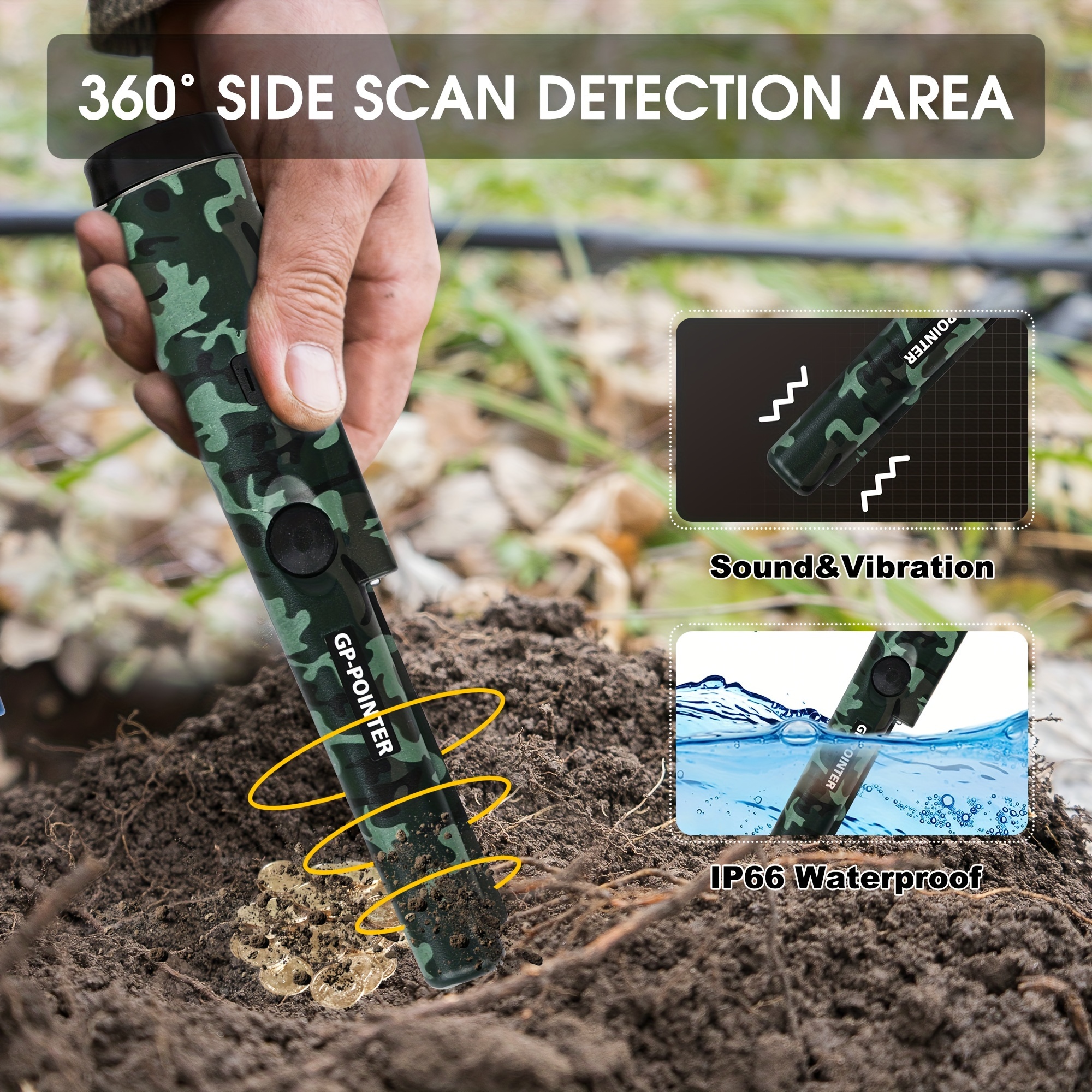 Metal Detector Treasure Hunting Tool Buzzer Vibration Sound - Temu