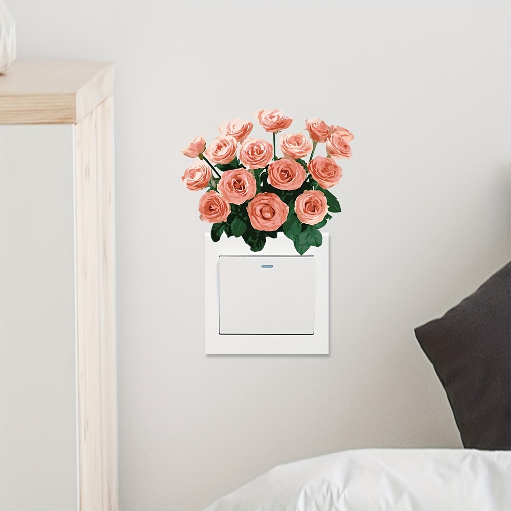 1pc Romantische Blumen Wohnzimmer Schlafzimmer Wand Aufkleber  Selbstklebende Schalter Dekoration Schalter Aufkleber - Temu Germany