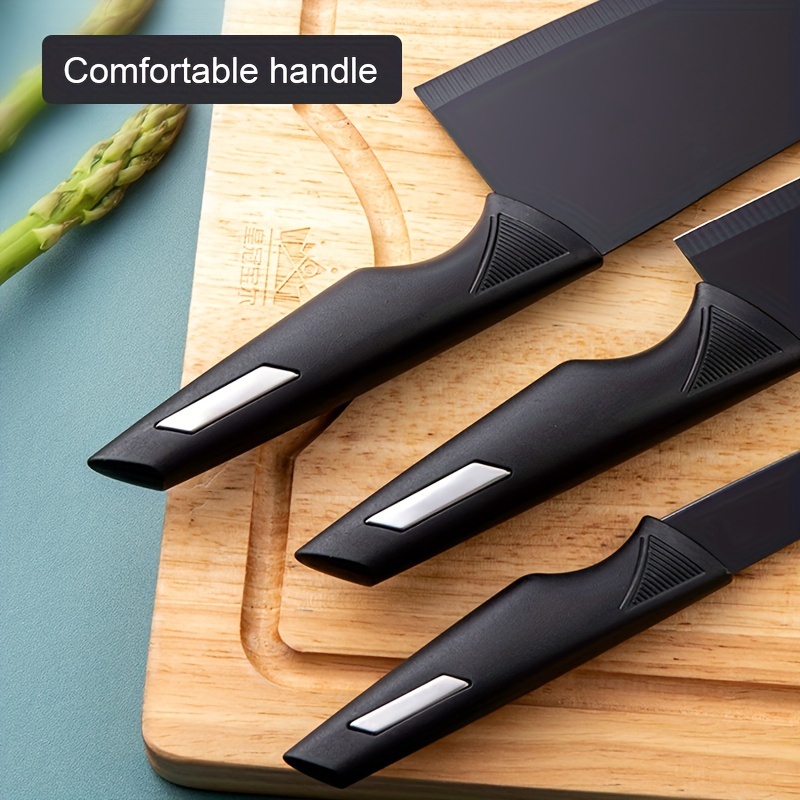 Kibhous 6 Pcs Kitchen Knife Set, Professional Chef Knife Set, Stainless  Steel with Peeler Scissors Gift Case, Easy-Grip Handle, Rust-proof, Black