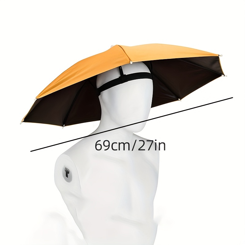 Silkfly 12 Pcs Umbrella Hat 27 inch UV Protection Umbrella Cap Folding Waterproof Head Umbrella with Elastic Band for Men Women Adults Kids Fishing