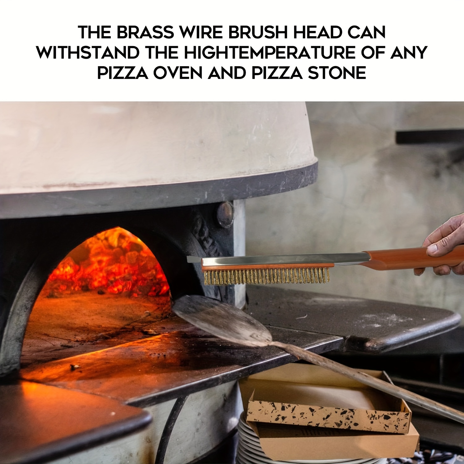 Pizza Oven Brush Wooden Handle Grill Scraper Household Cleaning