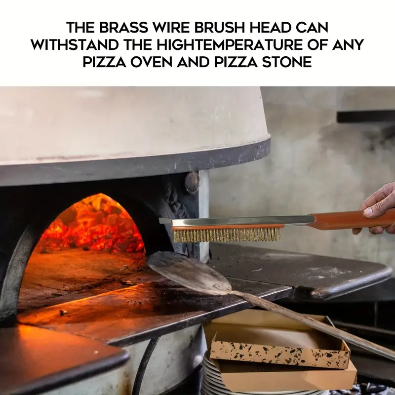 1 Pizza Oven Brush With Scraper Long Handle Pizza Stone - Temu