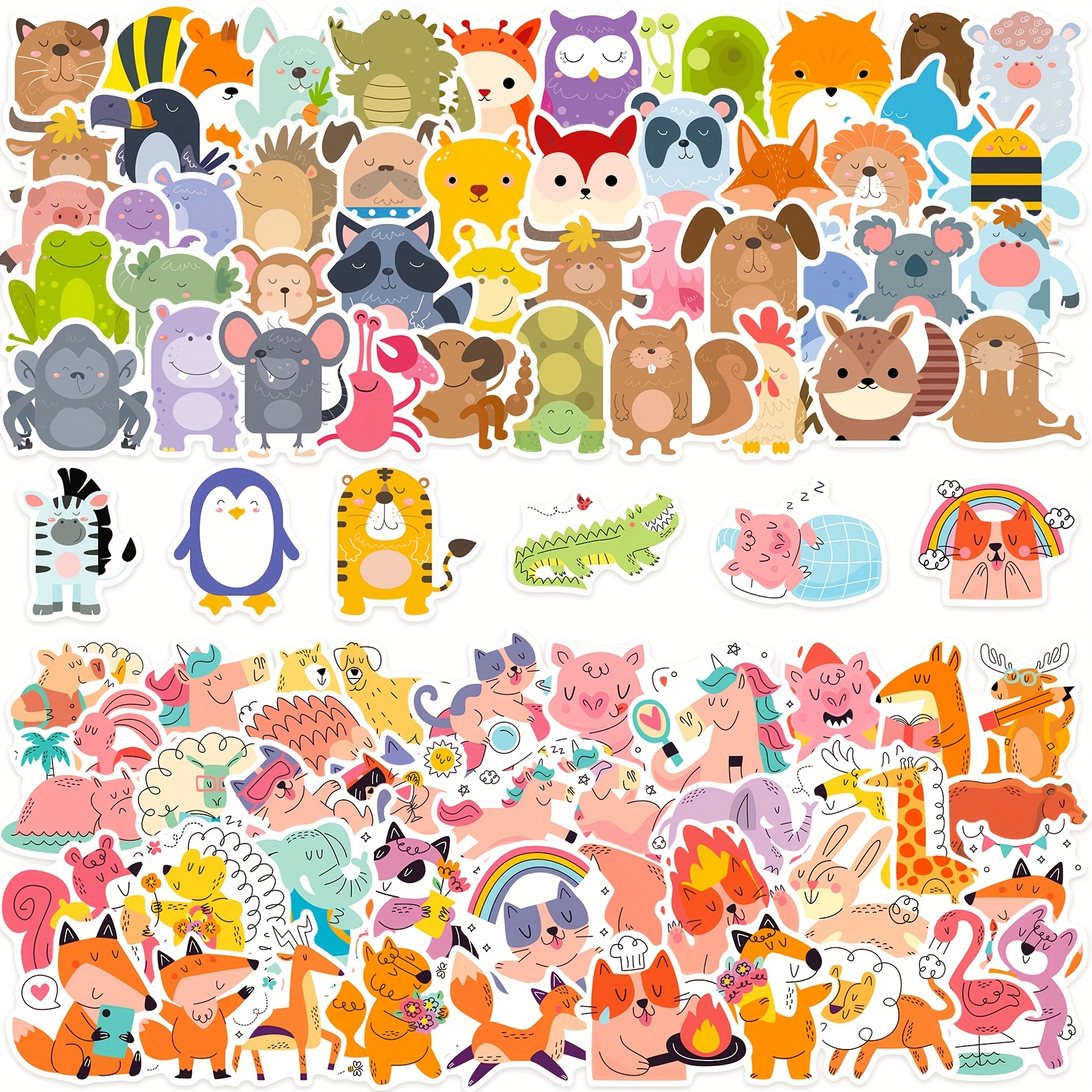 Cute Animal Doodle Stickers Perfect For Water Bottles - Temu