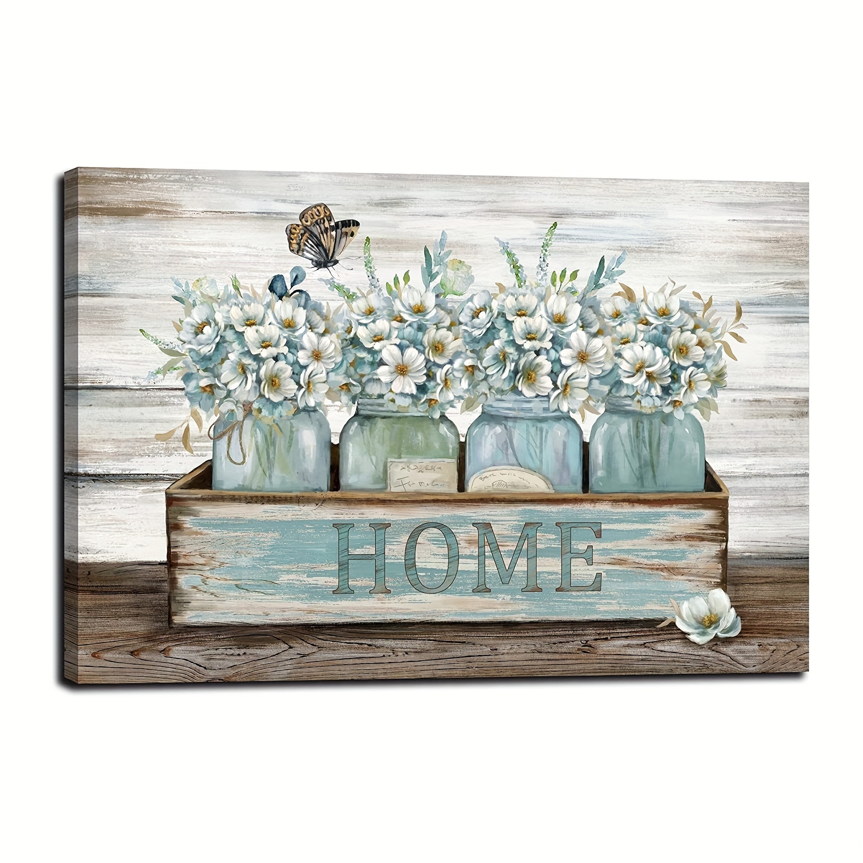 Wood Framed Canvas Painting Framed Wall Art Print Bouquet - Temu