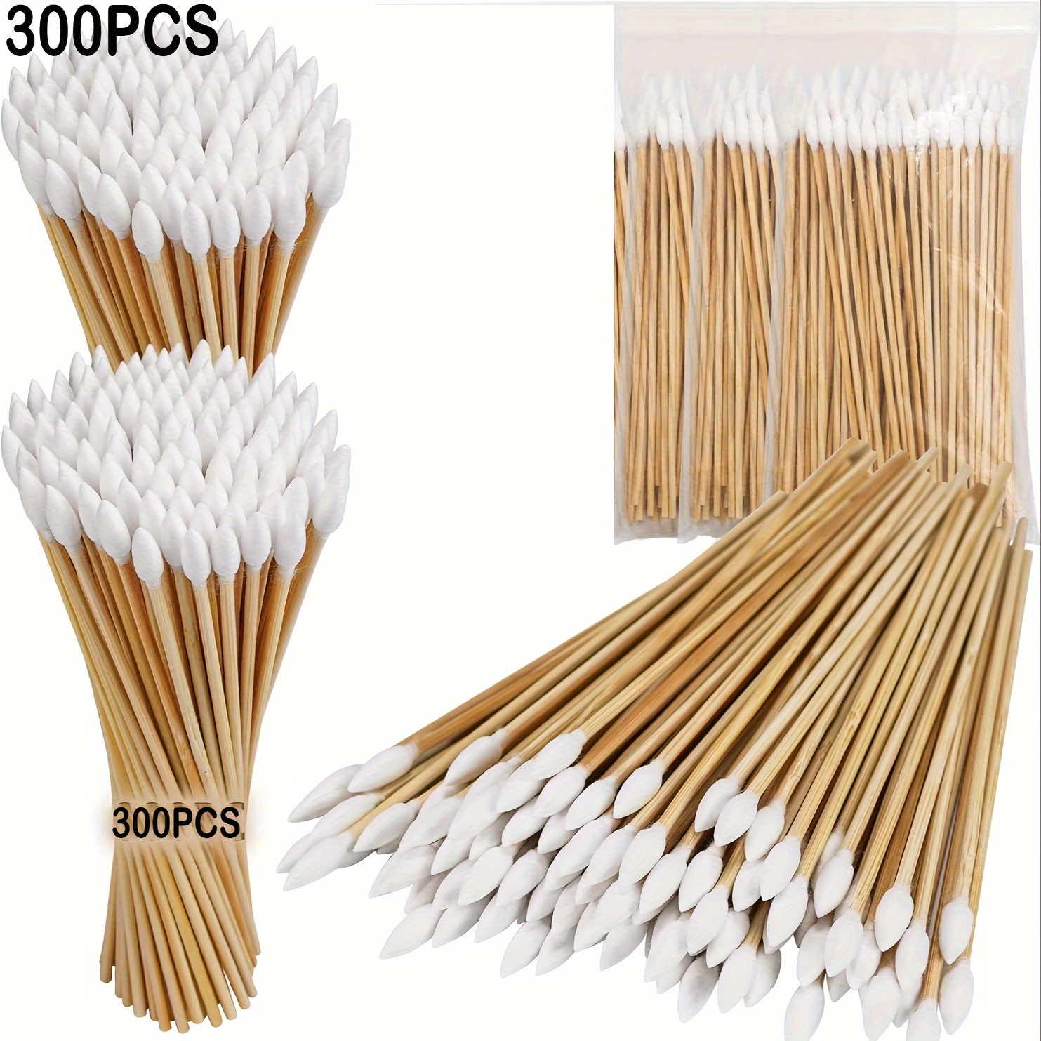 6 Long Cotton Swabs 400pcs for Makeup, Gun Cleaning or Pets Care 6 Inch  (Round Tips 400)