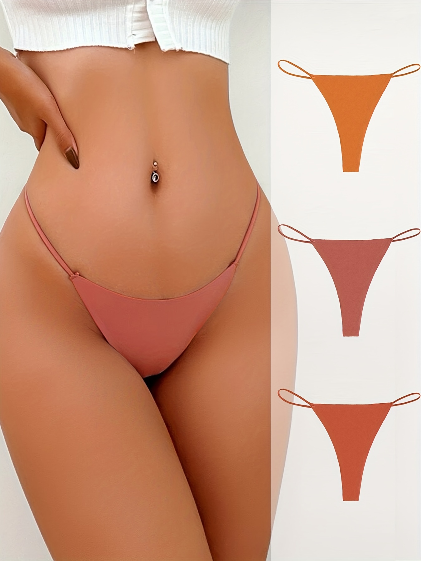 Sexy Seamless Thong Panties Solid Transparent Medium Stretch - Temu Portugal