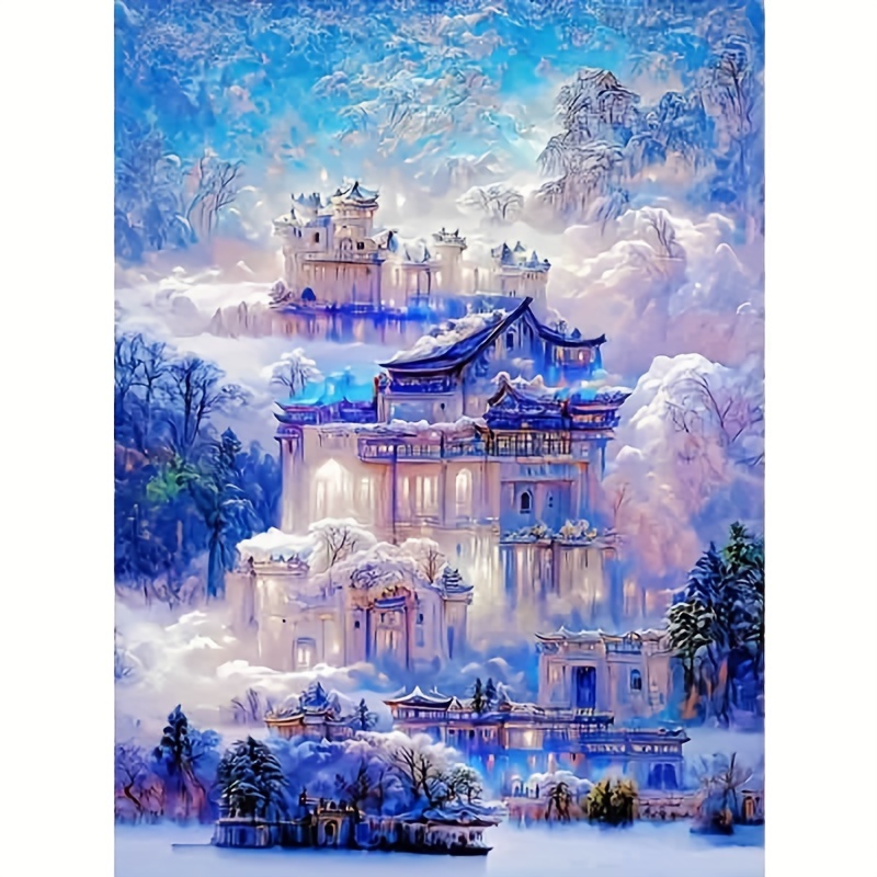 5d Diy Snow Castle Diamond Painting Kits For Adults 5d - Temu