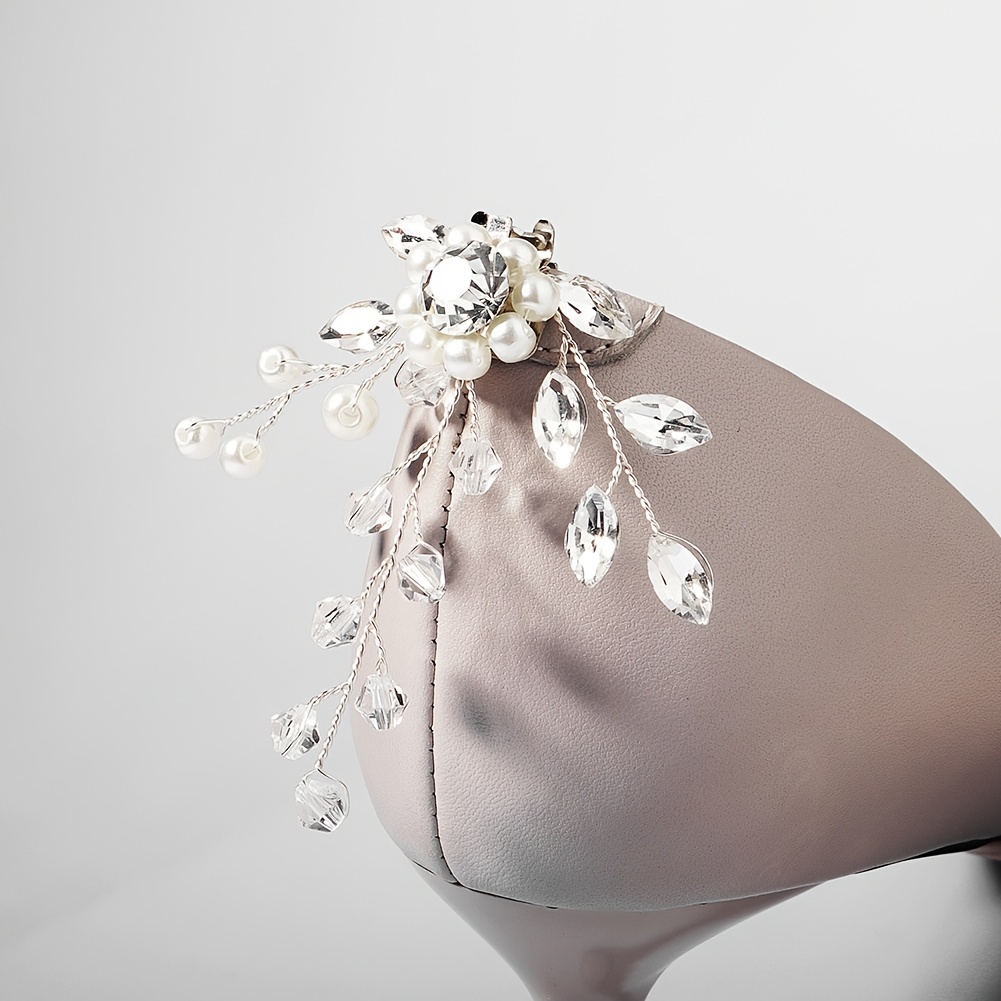 Crystal Pearl Rhinestone Shoe Clips for Wedding Party