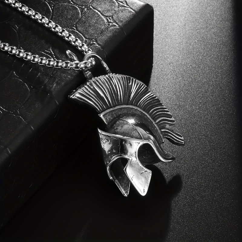 

Funky Punk Viking Style Greek Roman Spartan Warrior Helmet Pendant Necklace Trendy Jewelry Gifts For Men Women