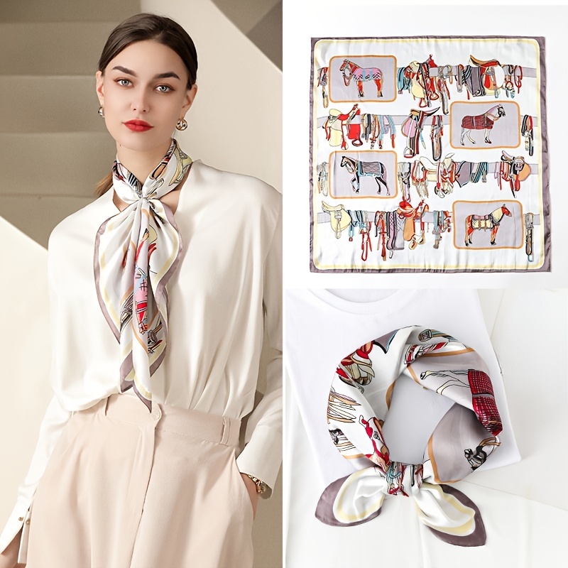 Sweet Printed Silk Square Scarf Bandana for Girls