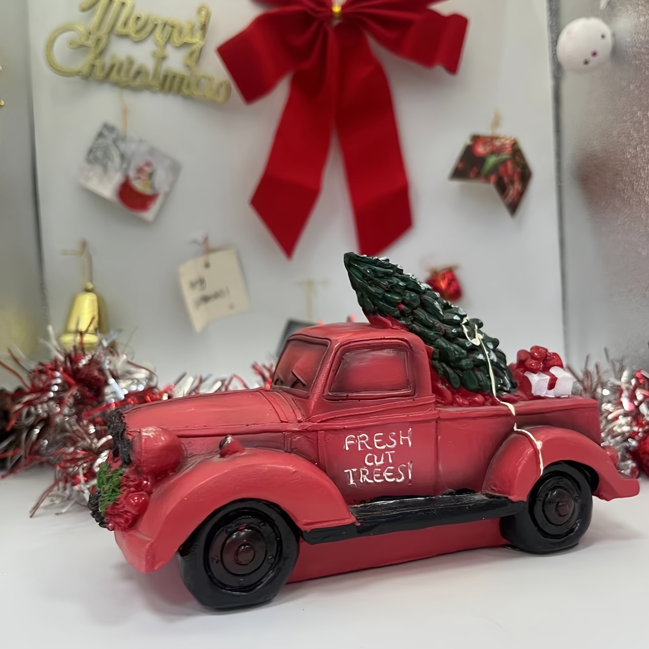 1pc Weihnachten Vintage Roter Lkw Dekor Rotes Harz Pickup - Temu