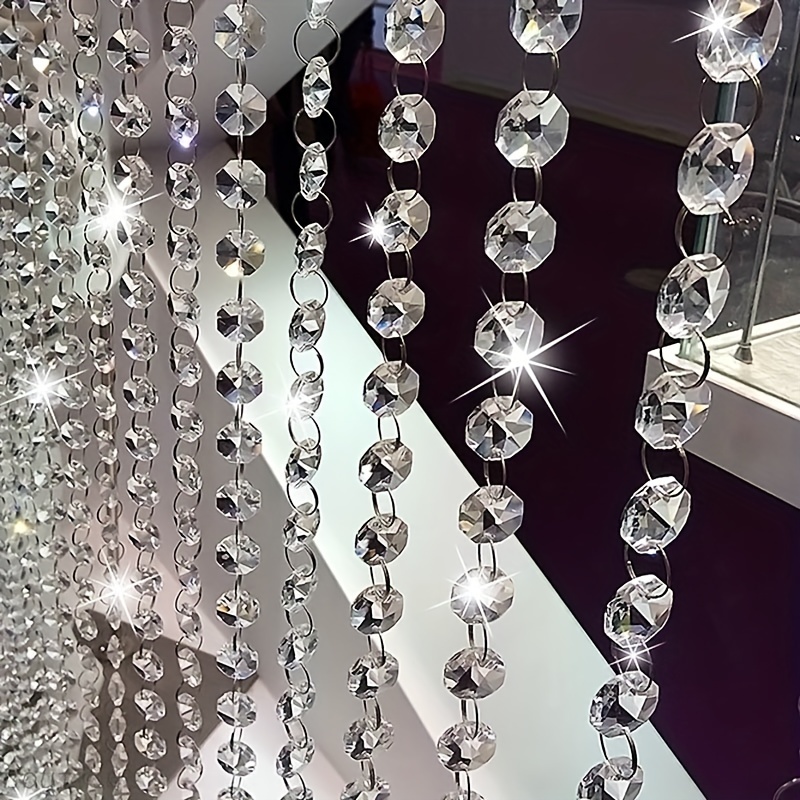  99ft Acrylic Crystal Garland Strands - Hanging Chandelier Gem  Bead Chain - 14mm Clear Octagon Prism Diamond String Decorations for  Wedding Party Manzanita Centerpiece Christmas Tree : Home & Kitchen