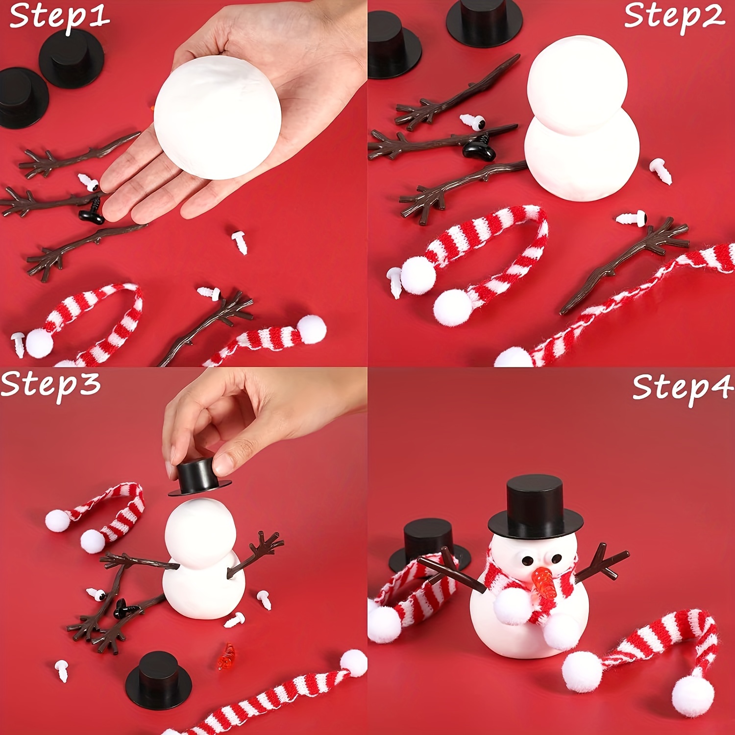 VILLCASE 6 pcs Foam Snowman DIY Foam DIY Snowman Craft Foam Balls for  Crafts White Foam Shapes for Kids Crafts Star Shaped polystyrene Shapes  Model