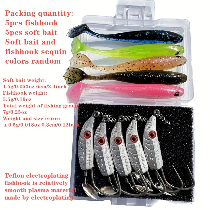 10pcs Weedless Rig with Soft Paddle Tail Swimbait and Willow Sequin Fish  Hook - 7g, Random Color - Perfect for Catching More Fish