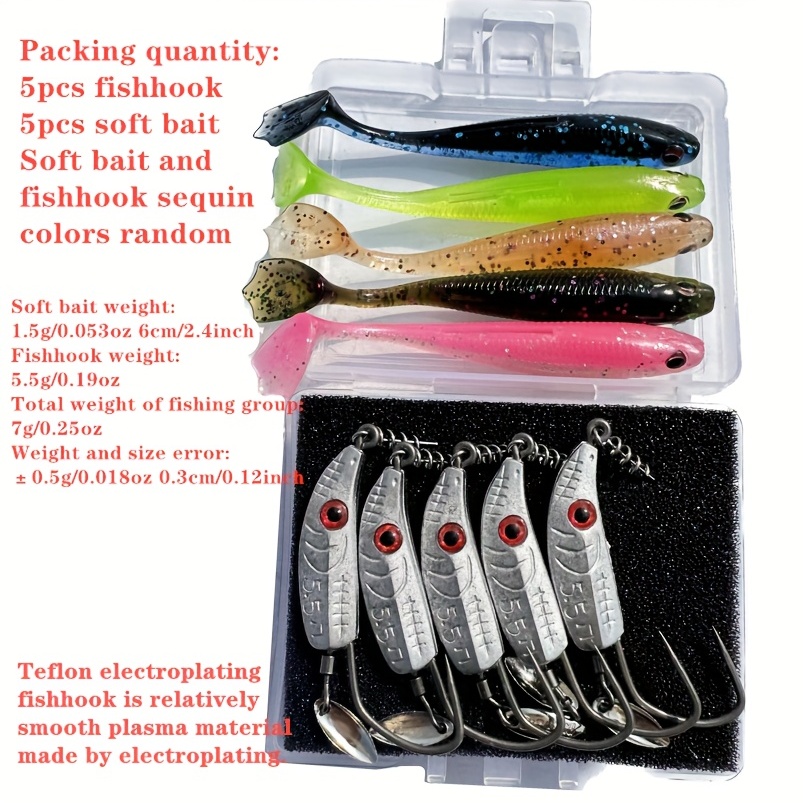 10pcs Weedless Rig With Soft Paddle Tail Swimbait And Willow Sequin Fish  Hook 7g Random Color Perfect For Catching More Fish, Save Money On Temu