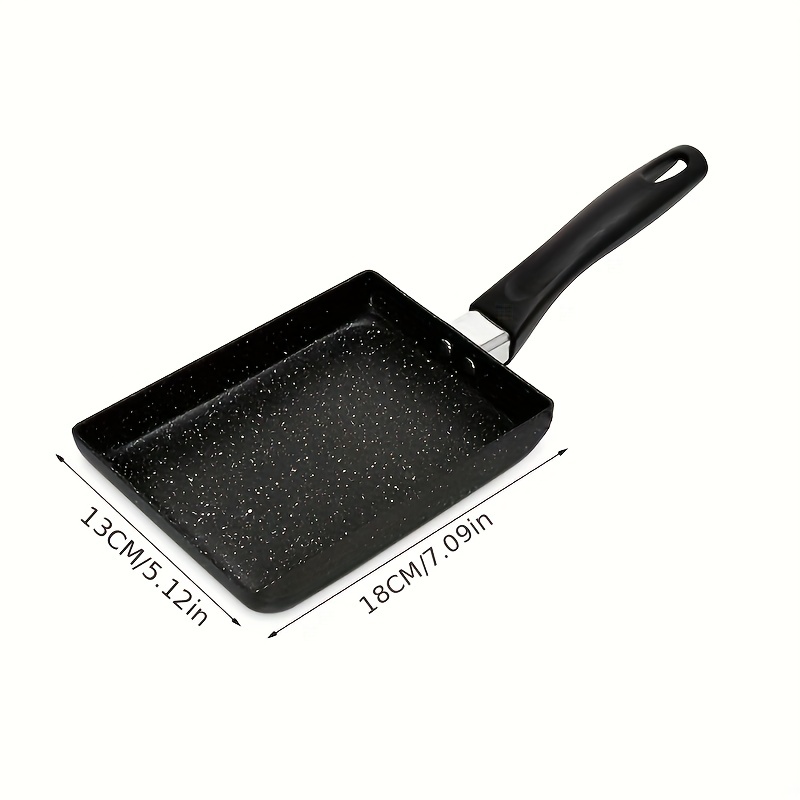 1pcs Black 5.9*7.28in Tamagoyaki Pan Square Japanese Omelette Pan,Non-stick  Egg Roll Pan,Rectangle Frying Pan Wood Handle Kitchenware