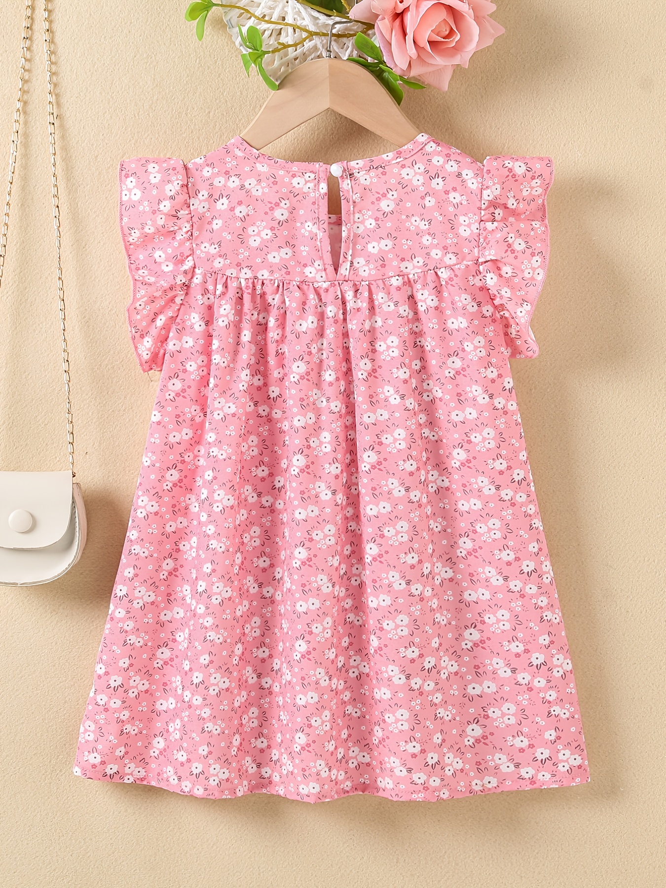 Girls Floral Dress Round Neck Sleeveless Ruffles Princess - Temu