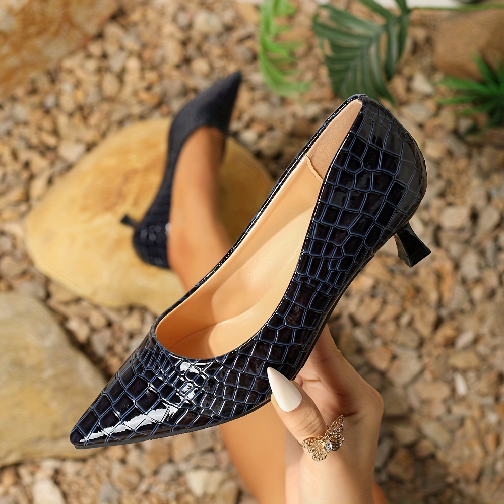 Crocodile Pattern Kitten Heels Women s Fashion Pointed Toe Temu New