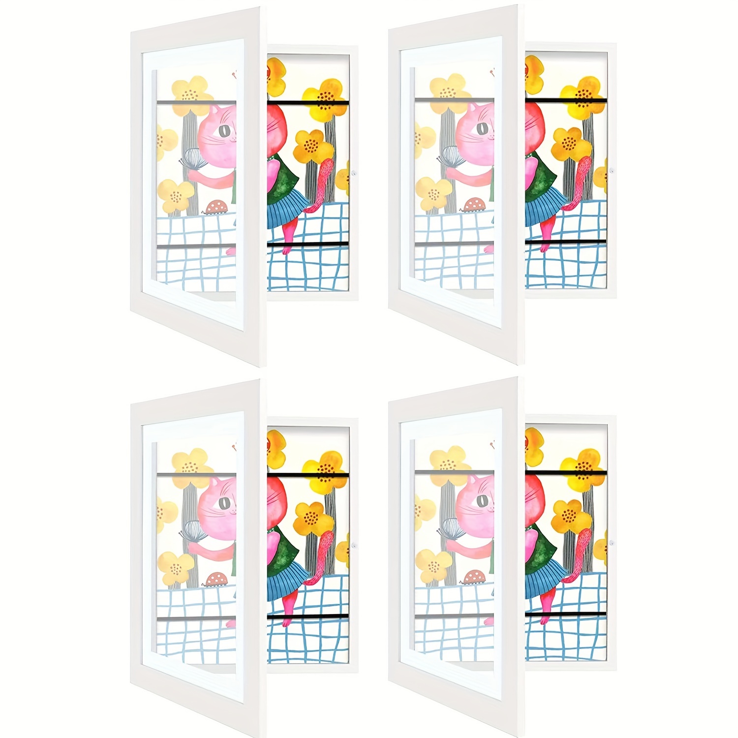 2pcs/set 10x12.5 Kids Art Frames, Front-Opening, Great For Kids Drawings, Artworks, Children Art Projects, Schoolwork, Home Or Office (White, Black, Wood)