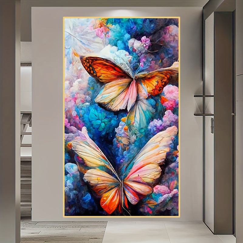 Diy Large Size Diamond Painting Kit 5d Butterfly Flower - Temu