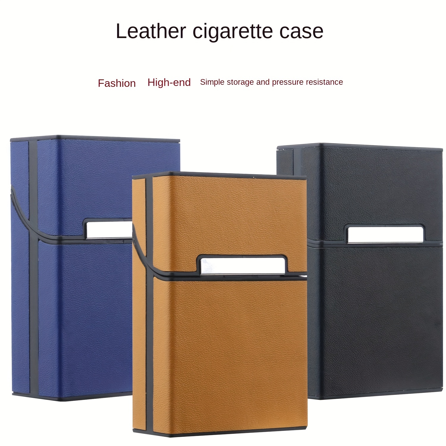 1pc Brown 20-cigarette Capacity Portable Cigarette Box, Metal