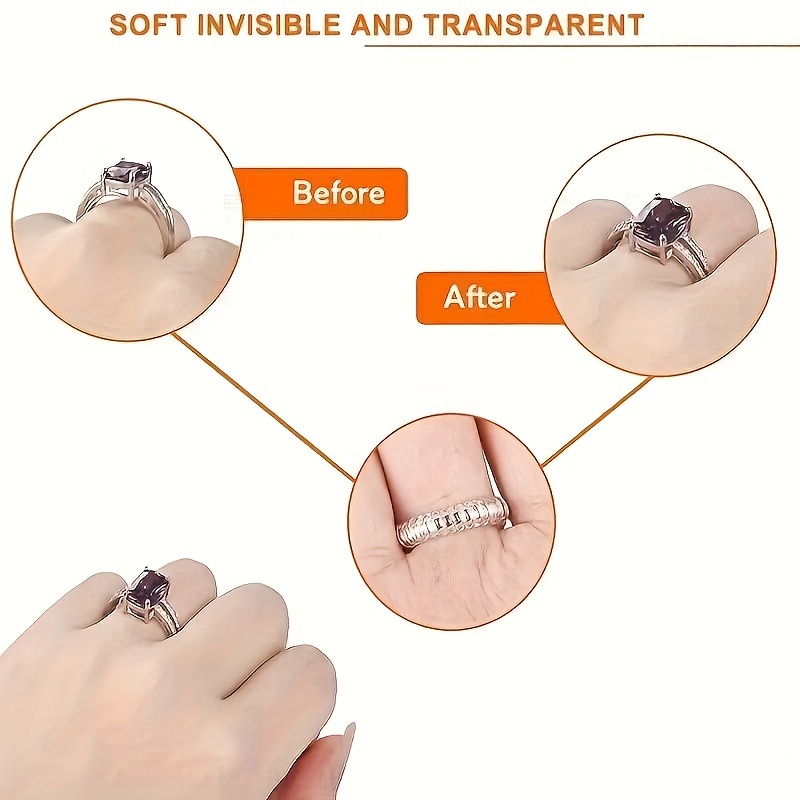 Ajustador de tamaño de anillo invisible, paquete de 12, 4 tamaños, para  anillos sueltos, ajuste de anillo invisible transparente que se adapta a