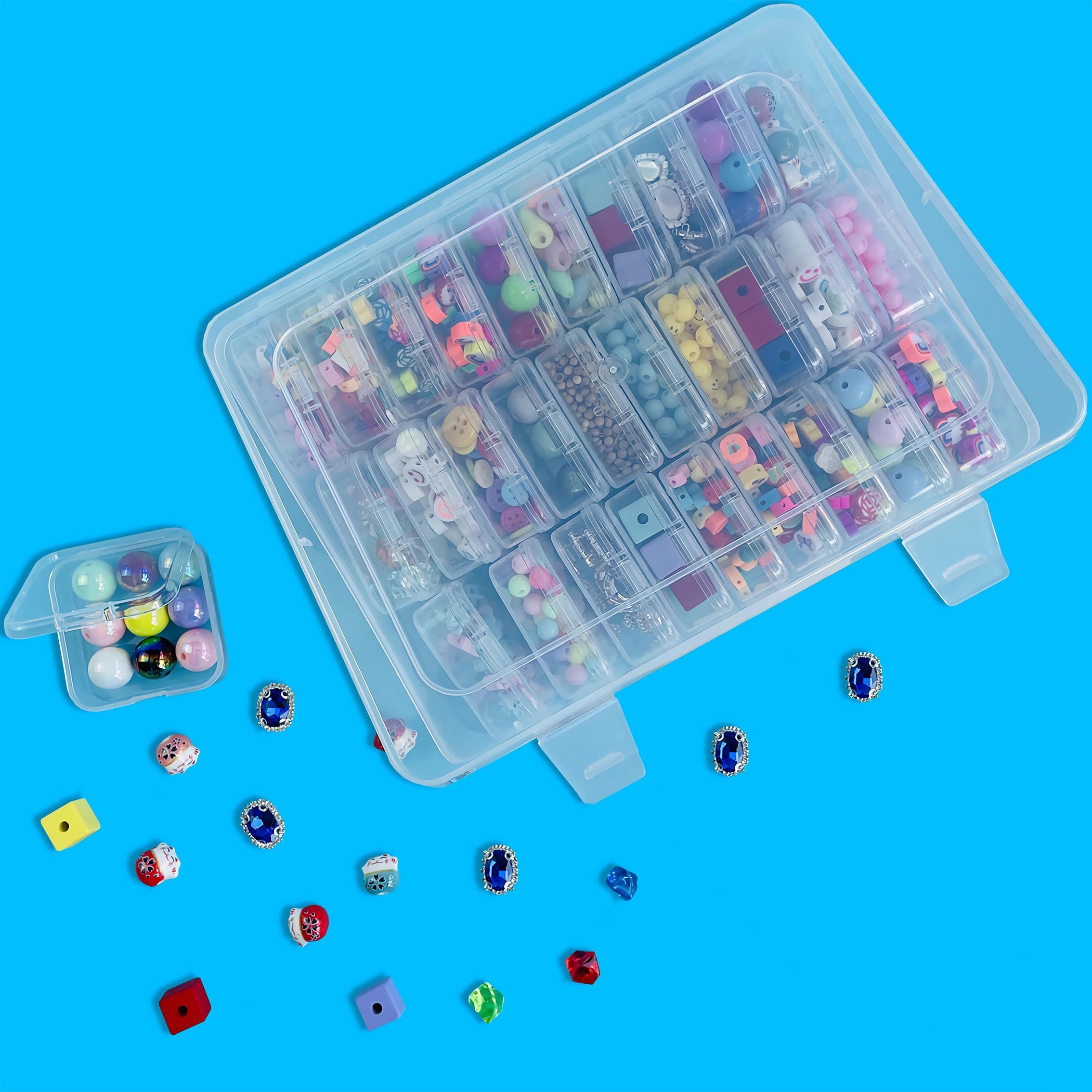 20 30pcs set of rectangular plastic storage box transparent multifunctional portable storage box   organizer used for hair accessories jewelry necklaces rings diy handmade rice beads classification storage containers art nail polish diamonds hardware tools and small accessories storage supplies Product details 6