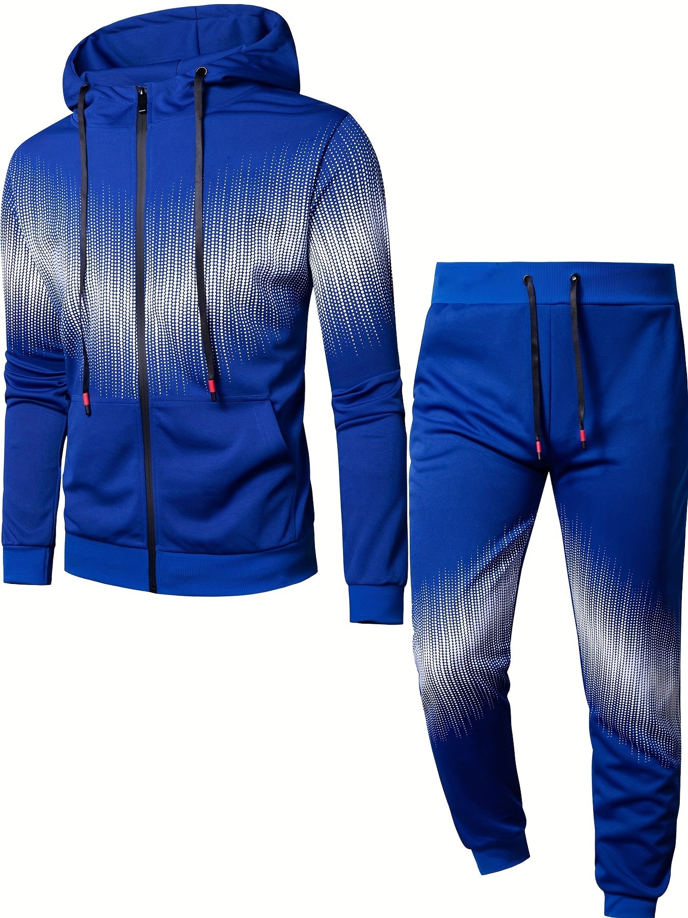 X-2 Men Track Suits 2 Pieces Set Full Zip Sweatsuit Men Hooded Tracksuit  Athletic Sports Set Teal Blue X-Large