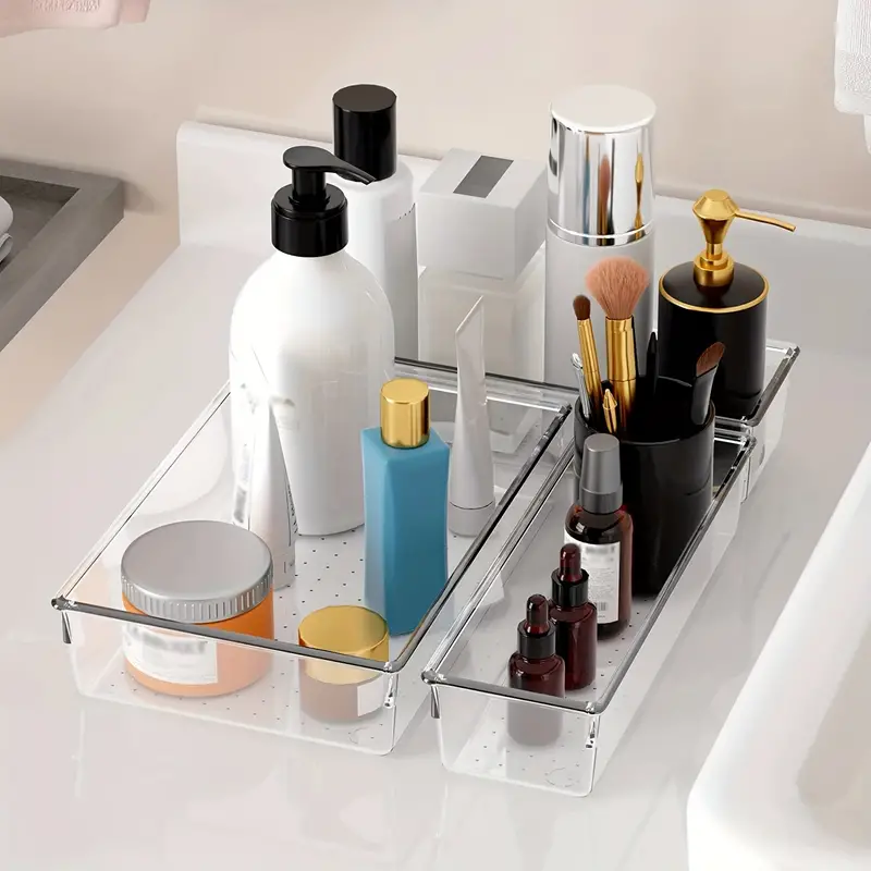 Clear Plastic Desk And Bathroom Drawer Organizer Divider - Temu