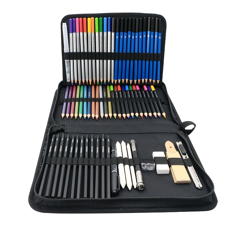 KALOUR-Crayons de couleur pastel craie, ensemble de 50 couleurs, crayons à  charbon pour document, dessin, croquis, coloriage, ombrage, fournitures