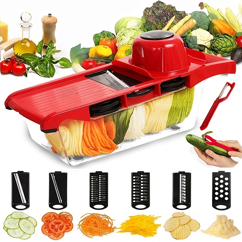 6-in-1 Multifunctional Vegetable Slicer And Grater Perfect For Slicing,  Grating, And Spiralizing Fruits And Vegetables Includes Potato Chopper  And Onion Slicer Easy To Use And Dishwasher Safe Temu