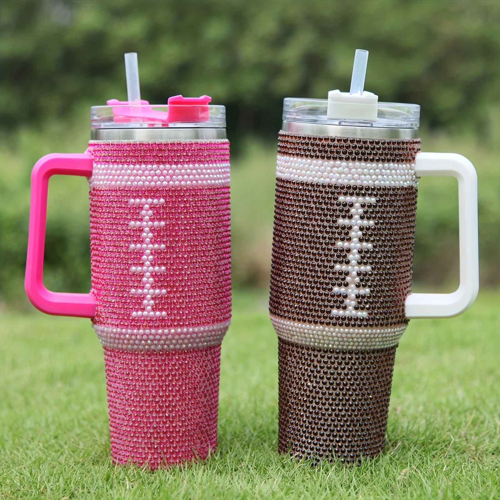 Baseball Studded Tumbler With Lid Stainless Steel - Temu