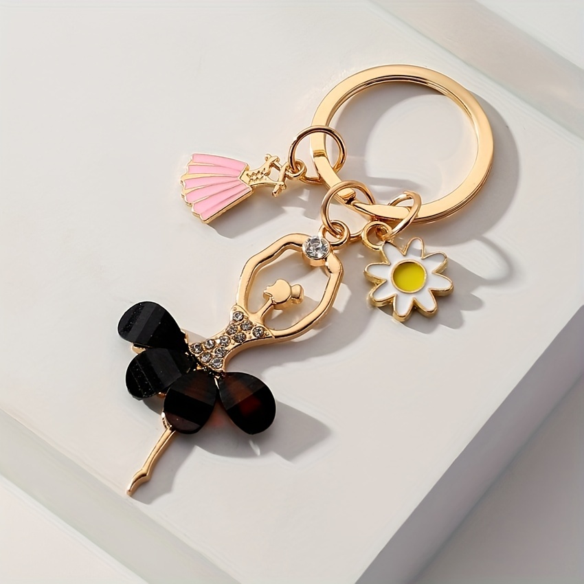  keychain 2 Pieces Of Cherry Blossom Key Chain Pendant Pearl Flower  Key Chain Girls Bag Ornaments Car Key Ring : Everything Else